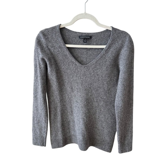 41 Hawthorne 100% Cashmere V Neck Sweater Size M Gray Long Sleeve Work Office - Picture 6 of 6